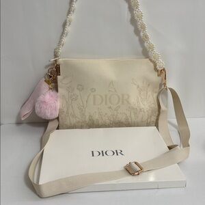 Dior Flower Embossed Pouch turned crossbody with zipper